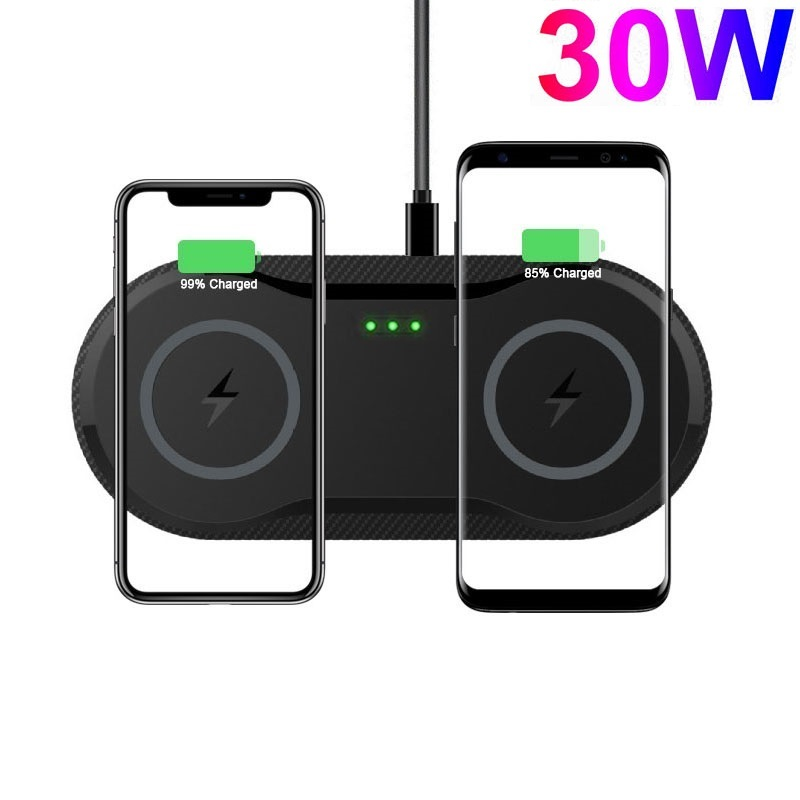 FDGAO 30W Qi Induction Wireless Charger For iPhone 12 Mini 11 Pro Max XS XR X 8 Plus Samsung S21 S20 Dual 15W Fast Charging Pad