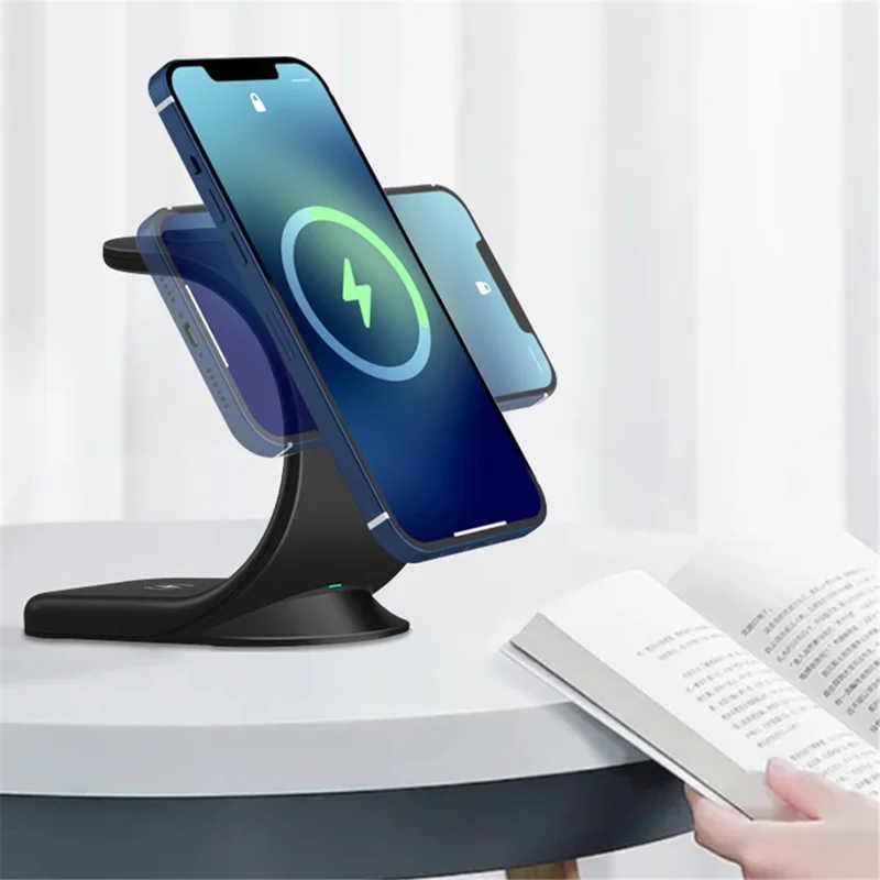 3 in 1 Magnetic Charging Station Compatible for iPhone 16 15 14 13 12 Pro/Max/Mini, for AirPods Pro/2, for iWatch 6/SE/5/4 with Sail Style Black - Image 2