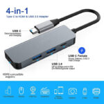 4 in 1 Type C to HDMI-compatible 4K USB C 3.0 Adapter for MacBook Samsung S8 Dex Huawei P30 Dock Xiaomi 10 Projector TV Monitor - Image 6