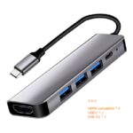 5 IN 1 Type C to HDMI-compatible 4K USB-C 3.0 Adapter Hub for MacBook Samsung S8 Dex Huawei P30 Dock Xiaomi 10 Projector TV - Image 2