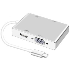 Type C to 4K HDMI-compatible/HDTV VGA DVI USB C 3.0 Adapter for Macbook Surface