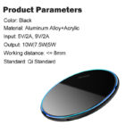 15W Fast Charging Wireless Charger for Doogee S97 Pro Rugged Smartphone with LED Ring - Image 6