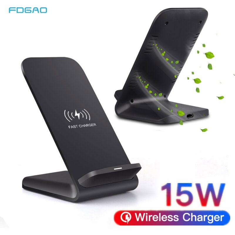 FDGAO 15W Qi Wireless Charger Stand Type C USB For iPhone 15 14 13 12 11 Samsung S23 S21 S20 Phone Fast Charging Dock Station - Image 3