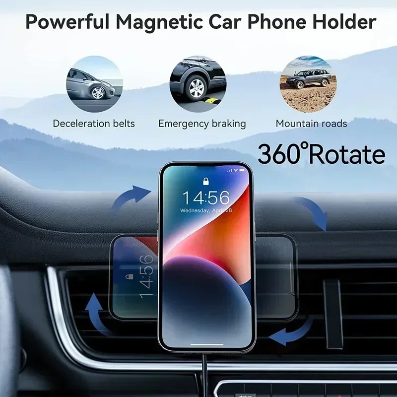 Magnetic Wireless Charger Car Air Vent Stand Phone Holder 15W Magnet Car Fast Charging Station Compatible For iPhone 15 14 13 Pro Max Mini - Image 5