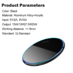 15W Fast Wireless Charger For Ulefone Power Armor 14 Pro Phone with LED ring - Image 2