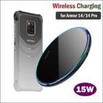 15W Fast Wireless Charger For Ulefone Power Armor 14 Pro Phone with LED ring