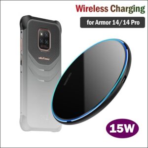 15W Fast Wireless Charger For Ulefone Power Armor 14 Pro Phone with LED ring