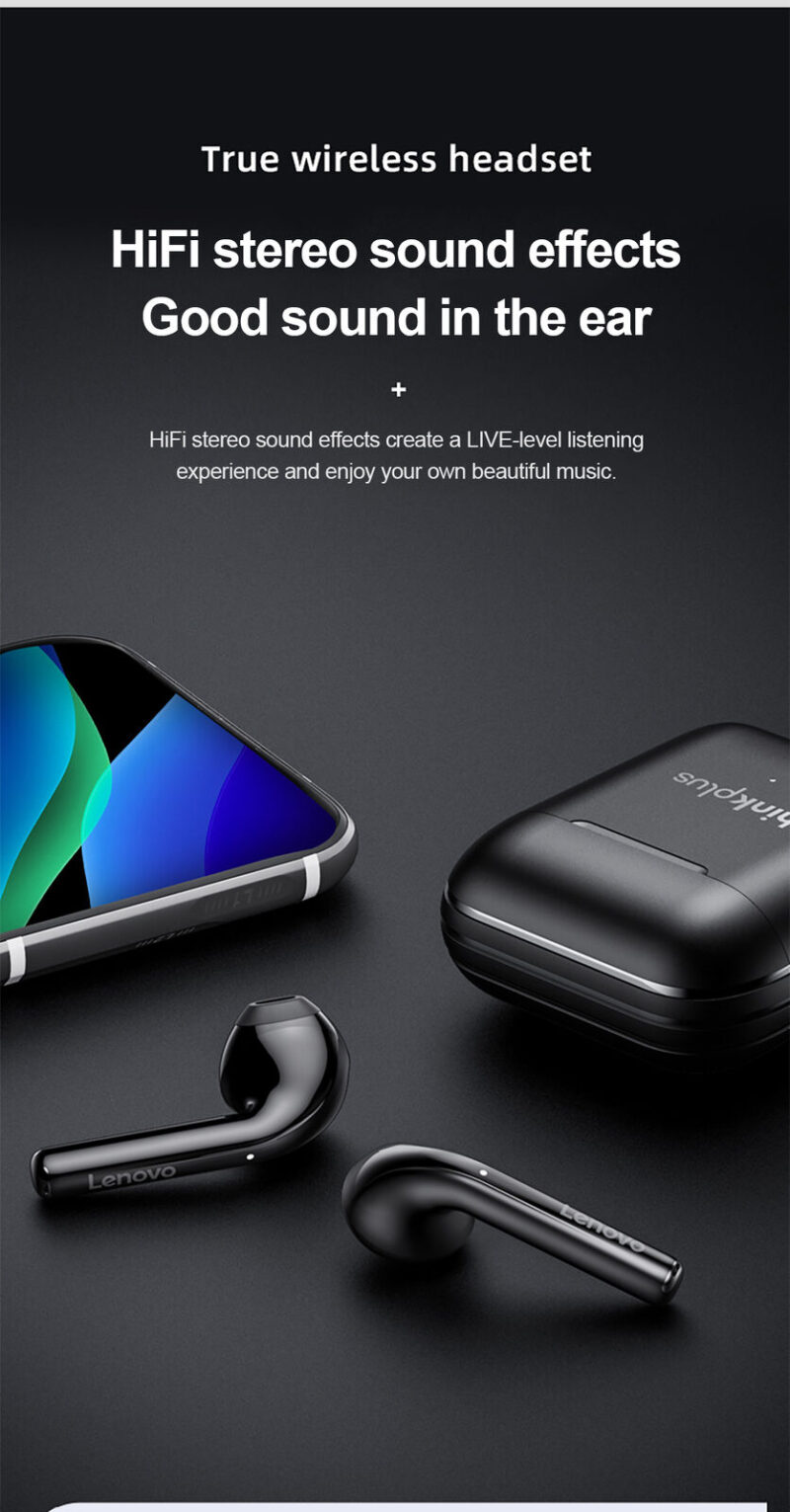 Lenovo LP2 TWS bluetooth 5.0 Earphone HiFi Stereo Bass AAC HD Audio ENC Noise Cancelling Waterproof Sports Headphone MIC Calling Type-C Charging - Image 8